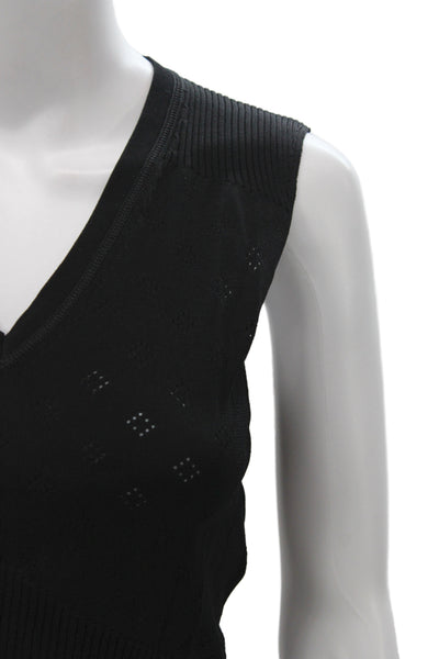Max & Co Women Vest Black V Neck Geometric Sleeveless Size S
