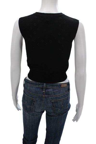 Max & Co Women Vest Black V Neck Geometric Sleeveless Size S