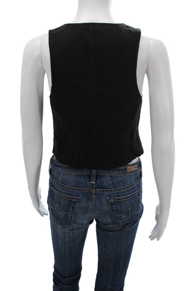 Max & Co Womens Sleeveless Linen Button Vest Black Size 2
