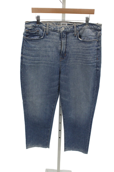 Hudson Womens Cropped Blue Mid Rise Cotton Jeans Inseam 26 Size 34
