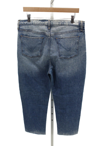 Hudson Womens Cropped Blue Mid Rise Cotton Jeans Inseam 26 Size 34