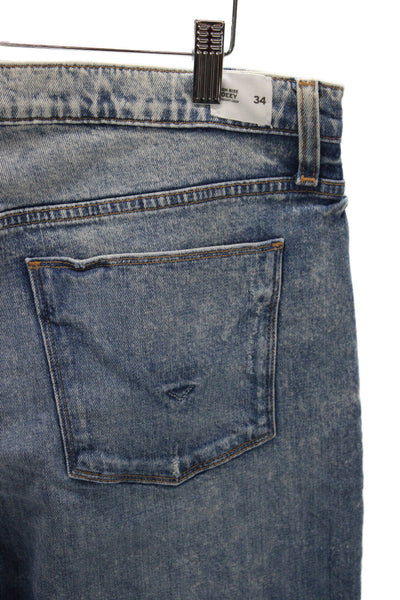 Hudson Womens Cropped Blue Mid Rise Cotton Jeans Inseam 26 Size 34