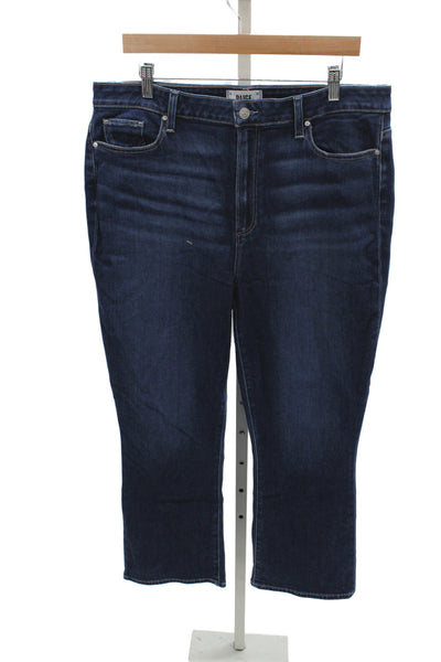Paige Womens Cropped Jeans Blue Mid Rise Cotton Size 34