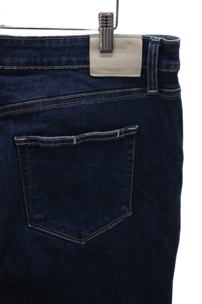 Paige Womens Cropped Jeans Blue Mid Rise Cotton Size 34