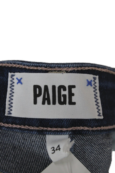 Paige Womens Cropped Jeans Blue Mid Rise Cotton Size 34