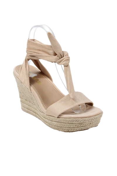 Dream Pairs Womens Suede Tied Wedge Sandals Beige Size 7.5