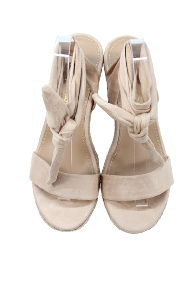 Dream Pairs Womens Suede Tied Wedge Sandals Beige Size 7.5