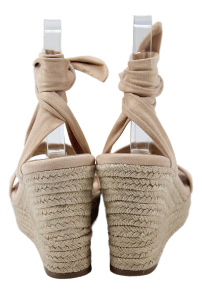 Dream Pairs Womens Suede Tied Wedge Sandals Beige Size 7.5