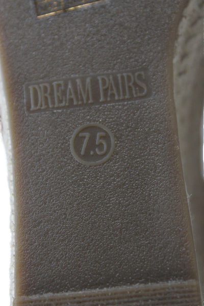 Dream Pairs Womens Suede Tied Wedge Sandals Beige Size 7.5