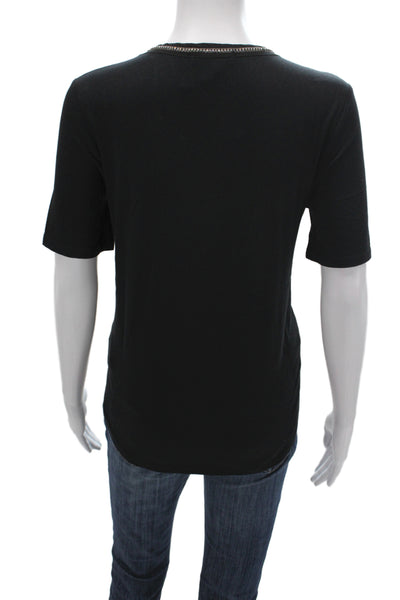 Gerard Darel Women Basic Black Short Sleeve Round Neck T-Shirt Size 1