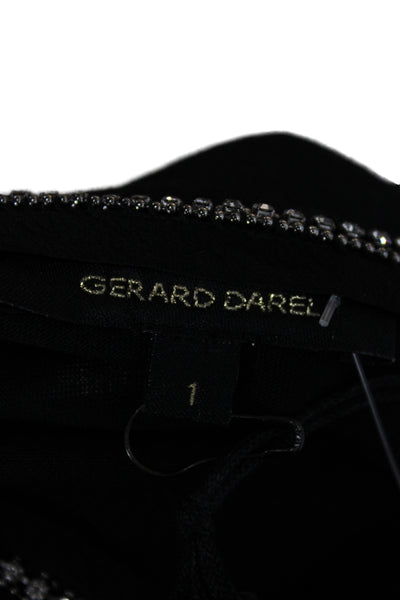 Gerard Darel Women Basic Black Short Sleeve Round Neck T-Shirt Size 1