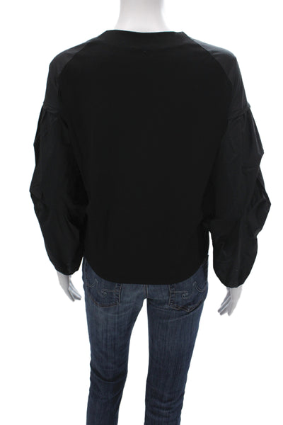 Leo & Ugo Womens Basic Black Blouse Round Neck Pullover 3/4 Sleeve Size 2