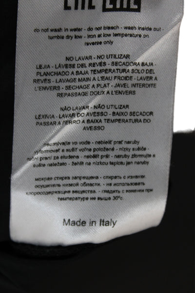 Leo & Ugo Womens Basic Black Blouse Round Neck Pullover 3/4 Sleeve Size 2