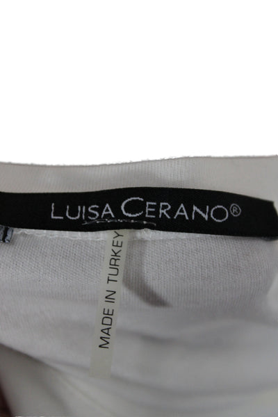 Luisa Cerano Womens Basic White Cotton T-Shirt Short Sleeve Round Neck Size 8