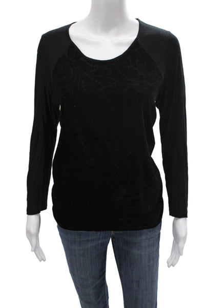 Gerard Darel Women Black Basic Scoop Neck Long Sleeve Viscose T-Shirt Size 1