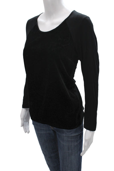 Gerard Darel Women Black Basic Scoop Neck Long Sleeve Viscose T-Shirt Size 1