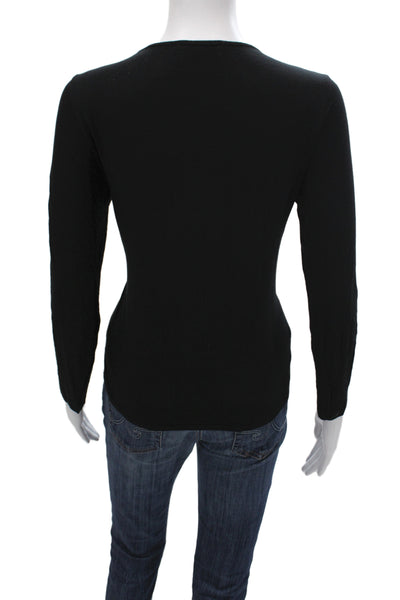 Gerard Darel Women Black Basic Scoop Neck Long Sleeve Viscose T-Shirt Size 1