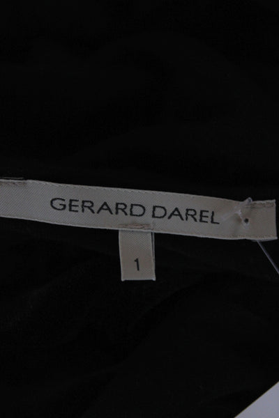 Gerard Darel Women Black Basic Scoop Neck Long Sleeve Viscose T-Shirt Size 1