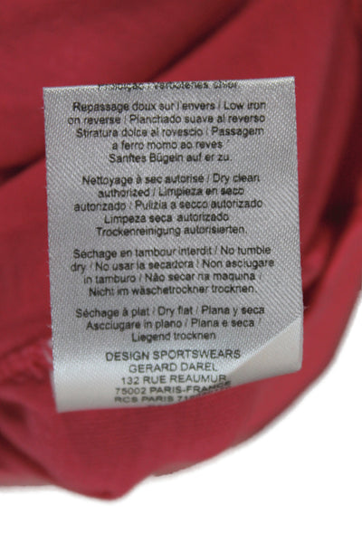 Gerard Darel Women Pink Cotton Scoop Neck 3/4 Sleeve Basic T-Shirt Size 1