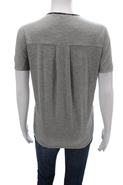 Luisa Cerano Womens Jersey Paisley T Shirt Gray Round Neck Sleeveless Size 8