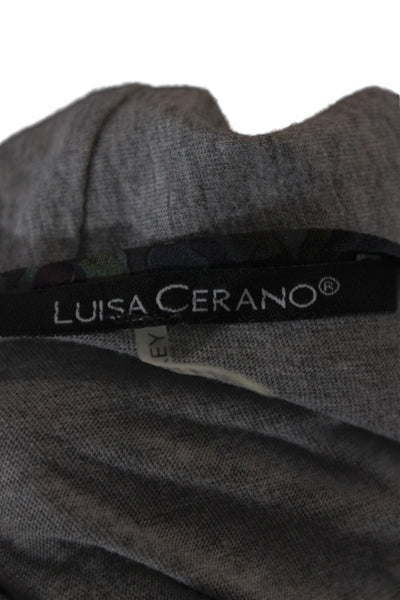 Luisa Cerano Womens Jersey Paisley T Shirt Gray Round Neck Sleeveless Size 8
