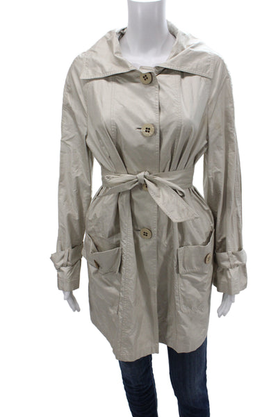 BASLER Womens Trench Coat Beige Button Long Sleeve Classic Size 36