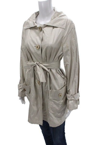 BASLER Womens Trench Coat Beige Button Long Sleeve Classic Size 36