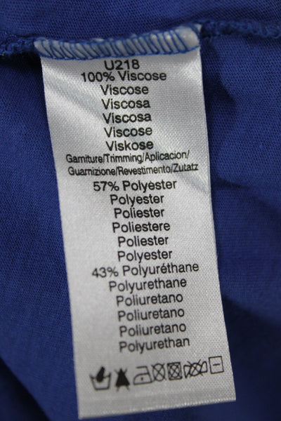 Gerard Darel Women Basic Scoop Neck Button 3/4 Sleeve Blue Viscose Tee Size 1