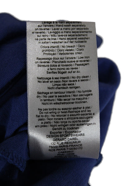Gerard Darel Women Basic Scoop Neck Button 3/4 Sleeve Blue Viscose Tee Size 1