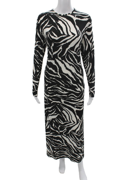 Sparrow Anthropologie Womens Black Animal Print Long Sleeve Maxi Dress Size L