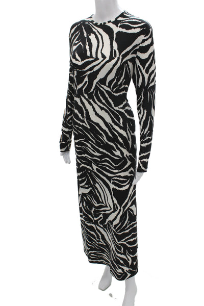 Sparrow Anthropologie Womens Black Animal Print Long Sleeve Maxi Dress Size L