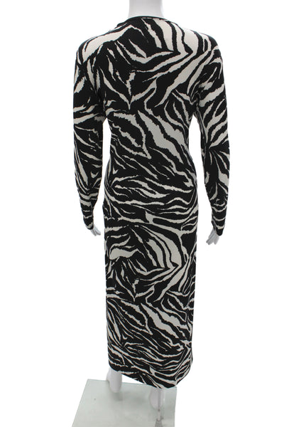 Sparrow Anthropologie Womens Black Animal Print Long Sleeve Maxi Dress Size L