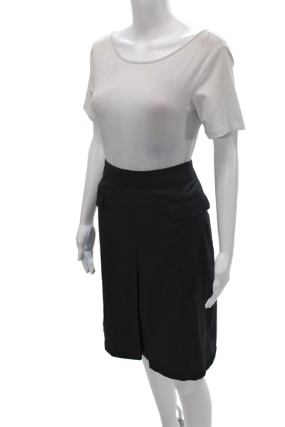 Gerard Darel Womens Black Straight Pencil Skirt Wool Zip Knee Length Size 38