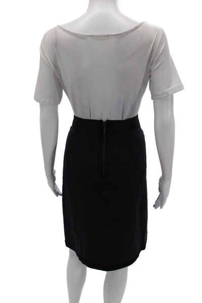 Gerard Darel Womens Black Straight Pencil Skirt Wool Zip Knee Length Size 38