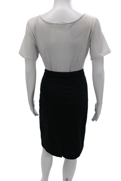 BASLER Womens Straight Pencil Skirt Black Cotton Knee Length Zip Size 36