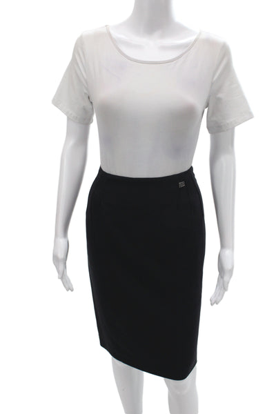 BASLER Womens Black Straight Pencil Skirt Knee Length Zip Size M