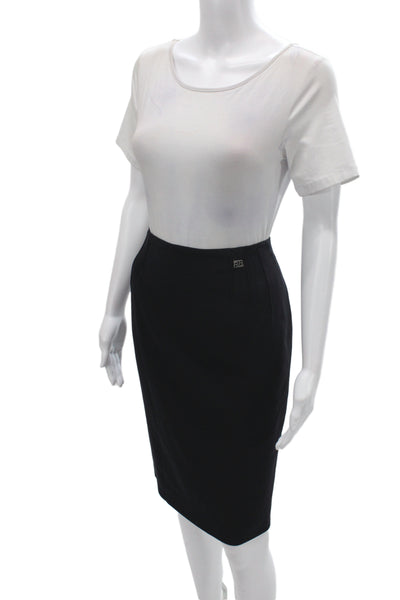 BASLER Womens Black Straight Pencil Skirt Knee Length Zip Size M