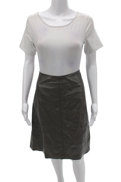 Luisa Cerano Women Brown Viscose Straight Pencil Knee Length Skirt Zip Size 10