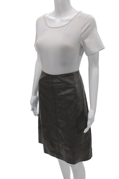 Luisa Cerano Women Brown Viscose Straight Pencil Knee Length Skirt Zip Size 10