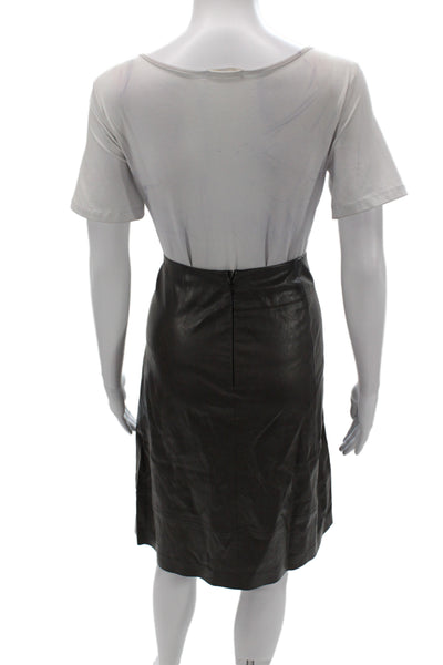 Luisa Cerano Women Brown Viscose Straight Pencil Knee Length Skirt Zip Size 10