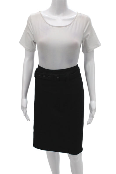 Gerard Darel Women Black Wool Pencil Knee Length Skirt Zip Size 42