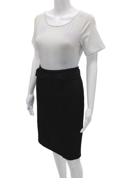 Gerard Darel Women Black Wool Pencil Knee Length Skirt Zip Size 42