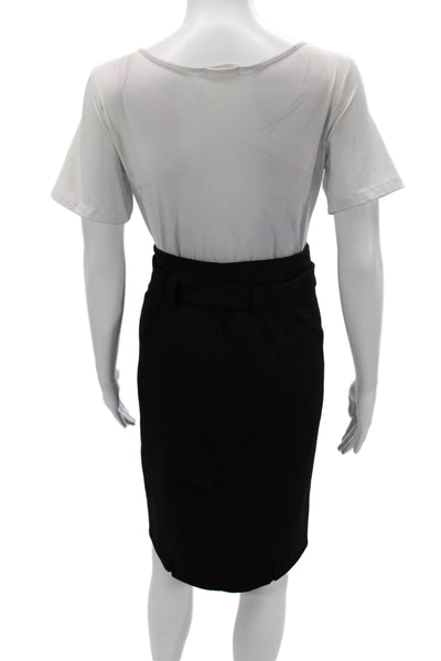 Gerard Darel Women Black Wool Pencil Knee Length Skirt Zip Size 42