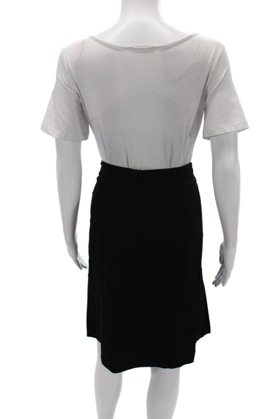Gerard Darel Women Black Wool Pencil Knee Length Skirt Zip Size 42