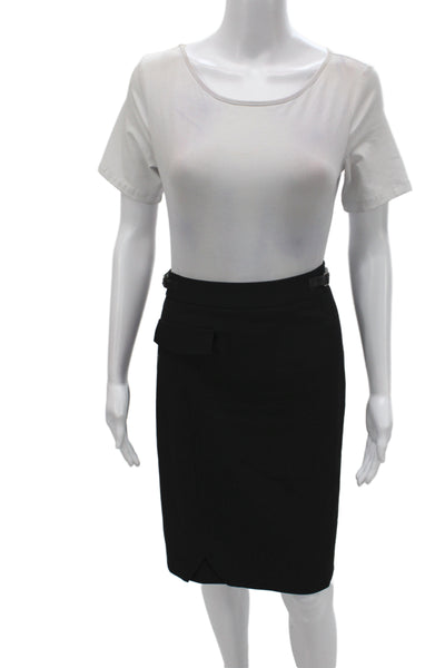 Gerard Darel Women Black Straight Pencil Knee Length Zip Wool Size 42