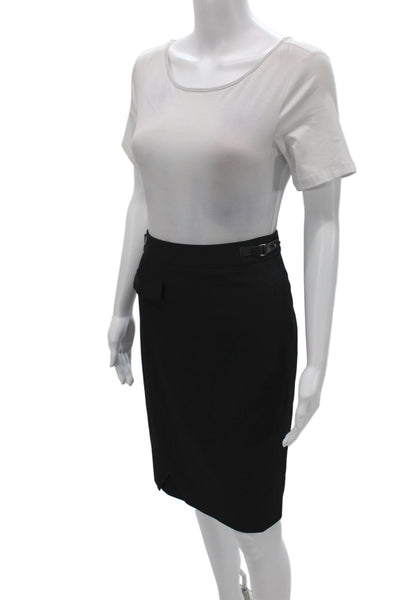 Gerard Darel Women Black Straight Pencil Knee Length Zip Wool Size 42