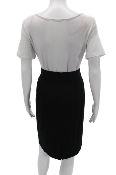 Gerard Darel Women Black Straight Pencil Knee Length Zip Wool Size 42