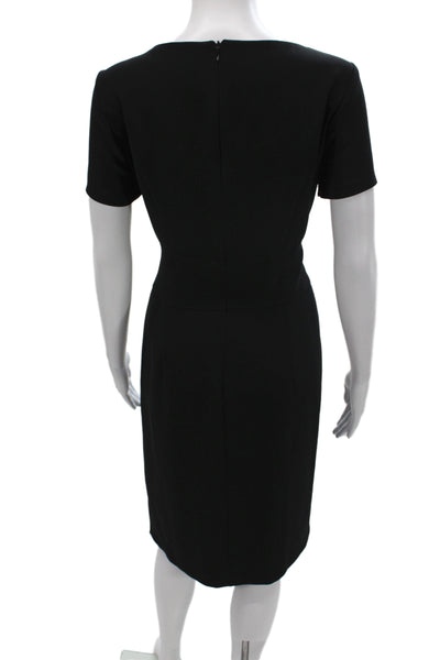 BASLER Women Sheath Black Midi Dress Scoop Neck Zip Short Sleeve Size 38