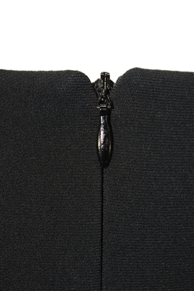 BASLER Women Sheath Black Midi Dress Scoop Neck Zip Short Sleeve Size 38