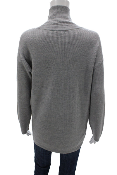 Eileen Fisher Womens Gray Merino Pullover Mock Neck Size XL